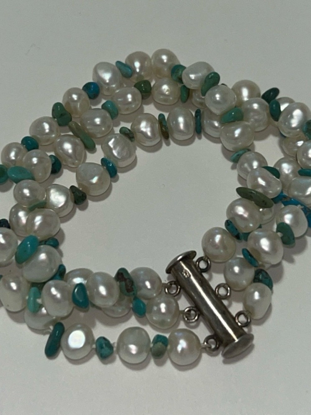 Freshwater Pearl and Turquoise Multi-Strand Bracelet